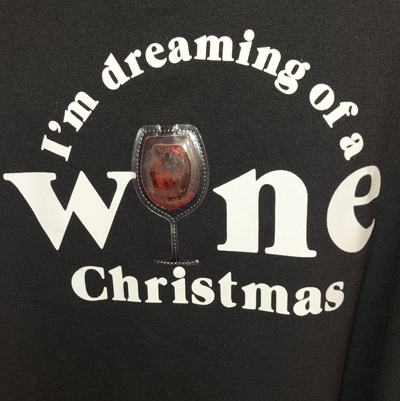 Womans Fifth Sun CHRISTMAS Sweatshirt Top Size XL 3D Wine Glass - Picture 3 of 5